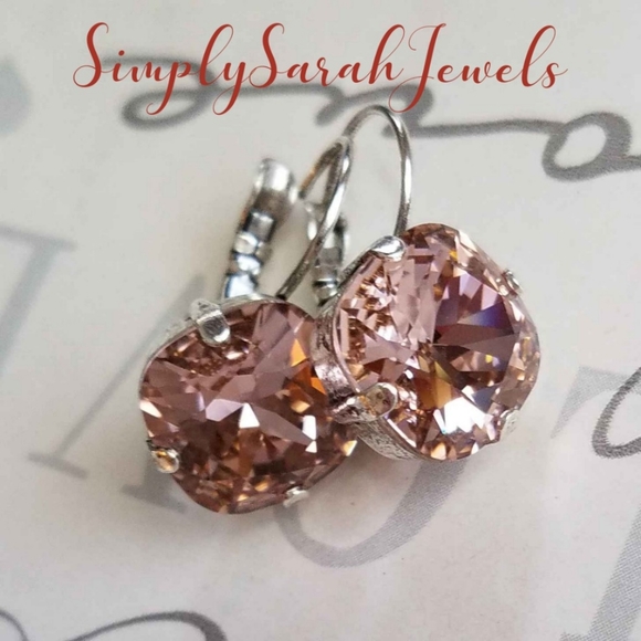 Austrian Crystal Earrings in Antique Silver - Picture 3 of 7